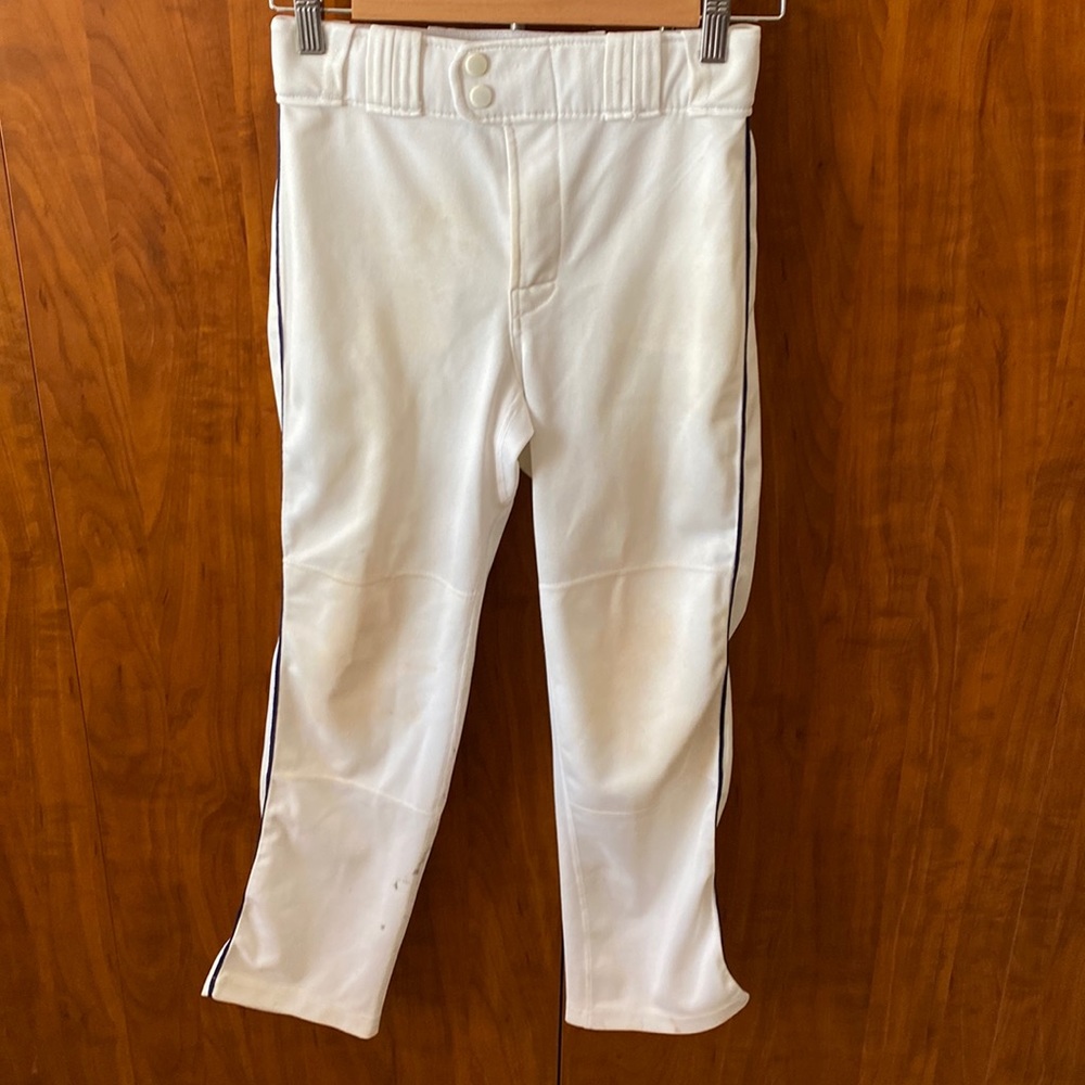 RAWLINGS Boys Launch Baseball Pants Semi Relaxed White Navy Piping Large